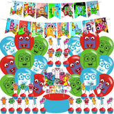 Number -Blocks Birthday Party Decoration,Number-Blocks Theme Birthday Banner, Cake Topper, Latex Balloons for Blocks Birthday Party Supplies